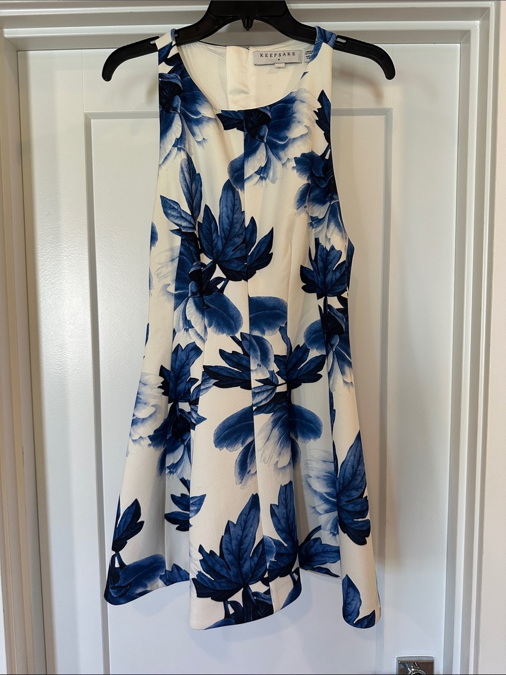 KEEPSAKE the Label White Mini Dress with Blue Floral Print